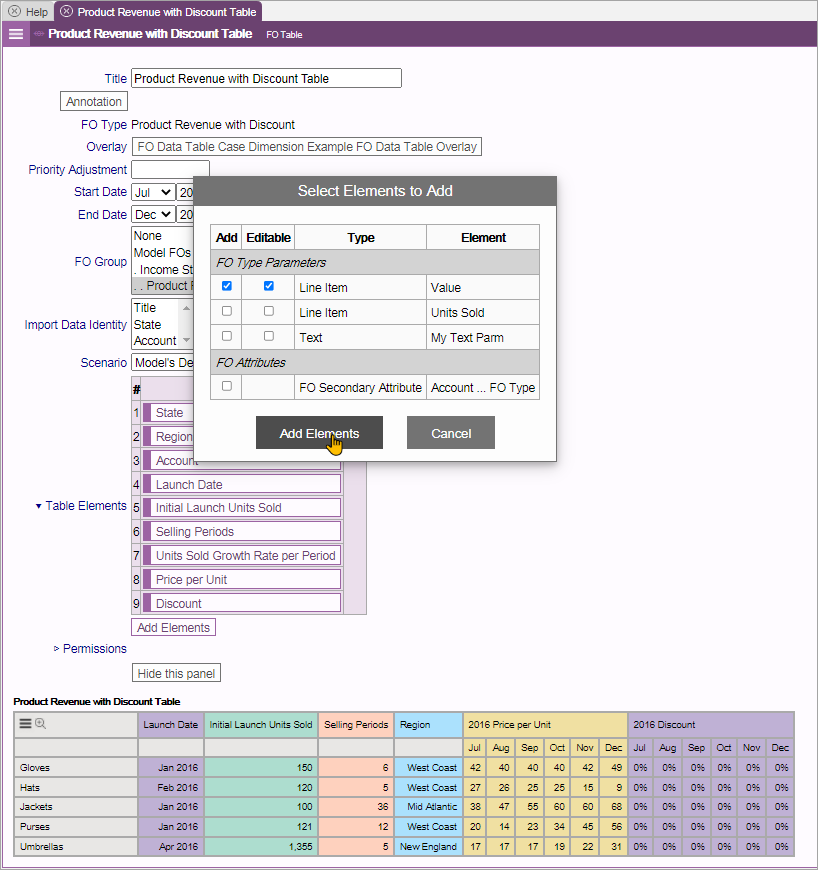 FO Tables